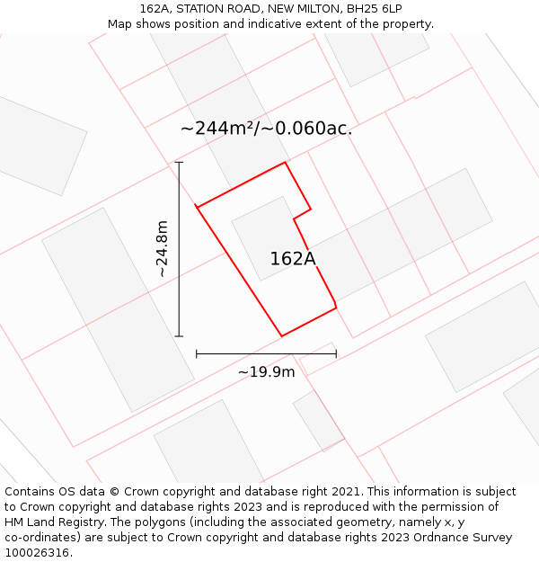 162A, STATION ROAD, NEW MILTON, BH25 6LP: Plot and title map