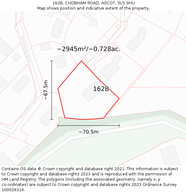 162B, CHOBHAM ROAD, ASCOT, SL5 0HU: Plot and title map