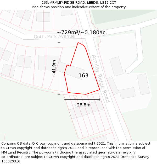 163, ARMLEY RIDGE ROAD, LEEDS, LS12 2QT: Plot and title map