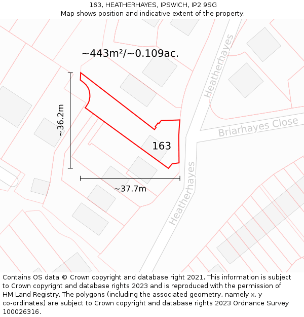 163, HEATHERHAYES, IPSWICH, IP2 9SG: Plot and title map