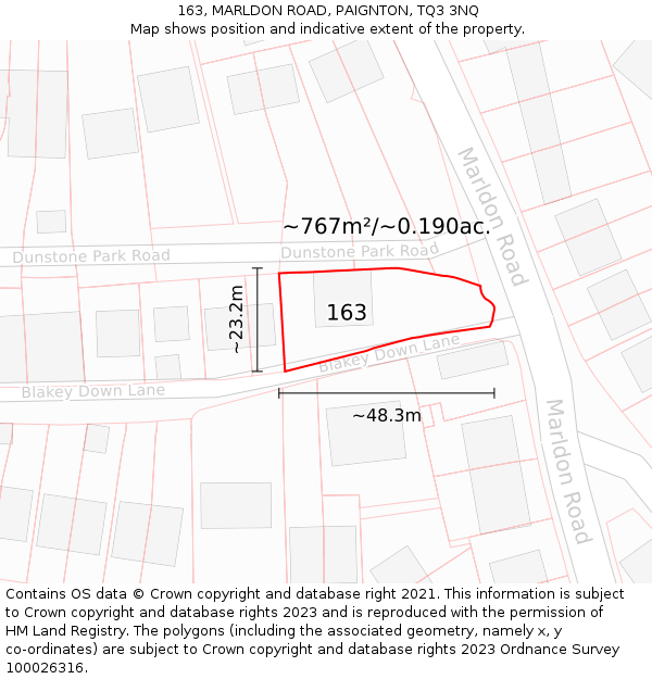 163, MARLDON ROAD, PAIGNTON, TQ3 3NQ: Plot and title map