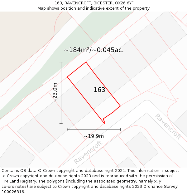 163, RAVENCROFT, BICESTER, OX26 6YF: Plot and title map