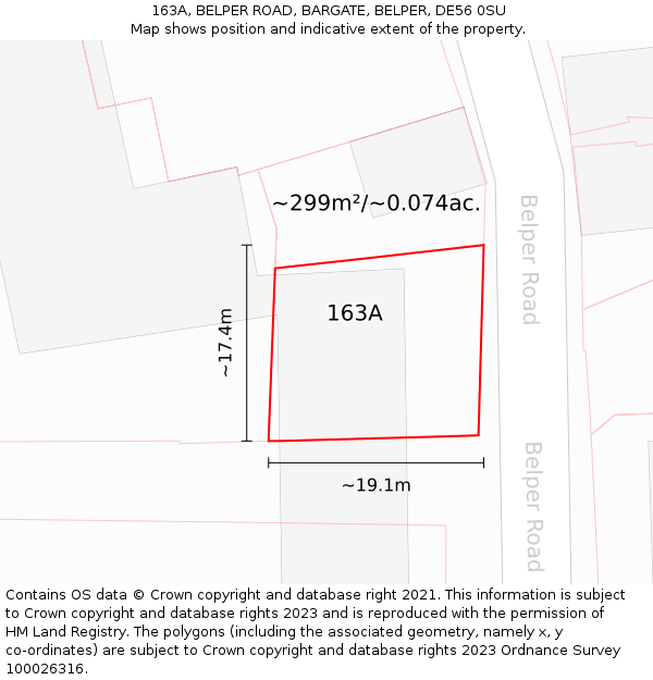 163A, BELPER ROAD, BARGATE, BELPER, DE56 0SU: Plot and title map