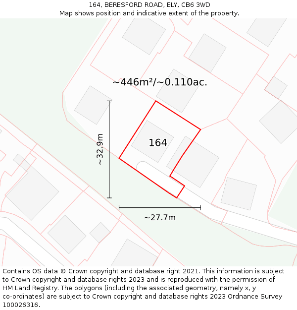 164, BERESFORD ROAD, ELY, CB6 3WD: Plot and title map