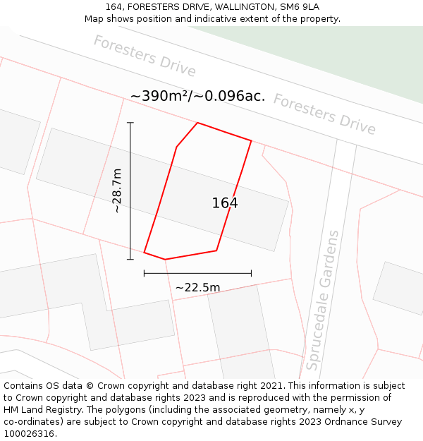 164, FORESTERS DRIVE, WALLINGTON, SM6 9LA: Plot and title map