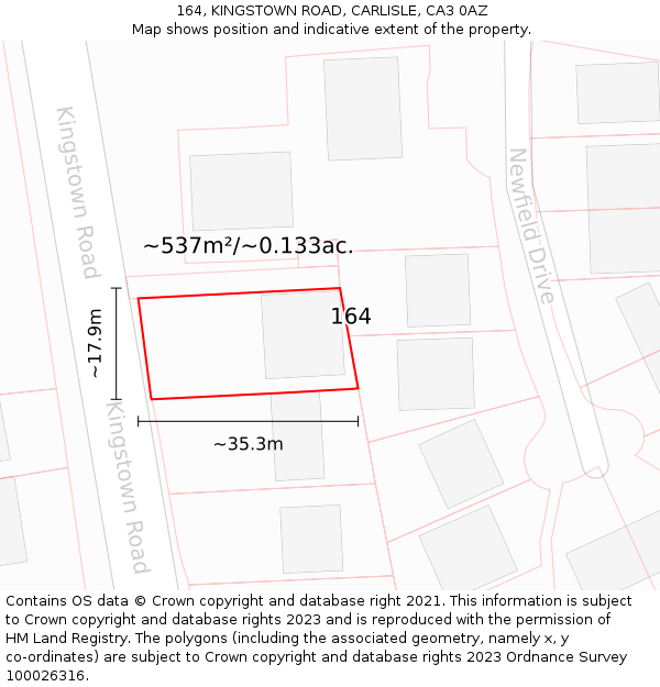 164, KINGSTOWN ROAD, CARLISLE, CA3 0AZ: Plot and title map