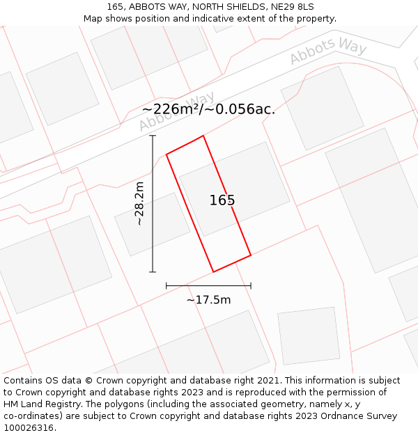 165, ABBOTS WAY, NORTH SHIELDS, NE29 8LS: Plot and title map