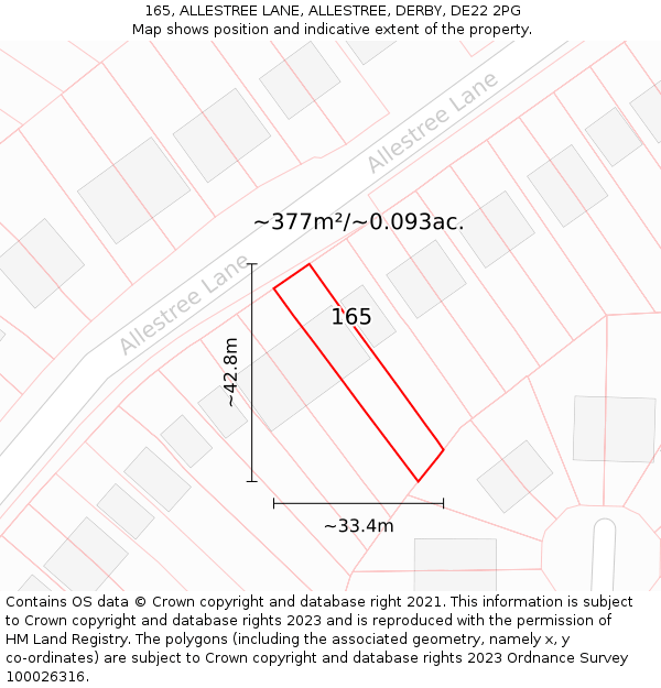 165, ALLESTREE LANE, ALLESTREE, DERBY, DE22 2PG: Plot and title map