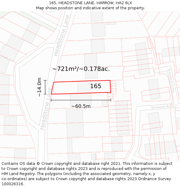 165, HEADSTONE LANE, HARROW, HA2 6LX: Plot and title map