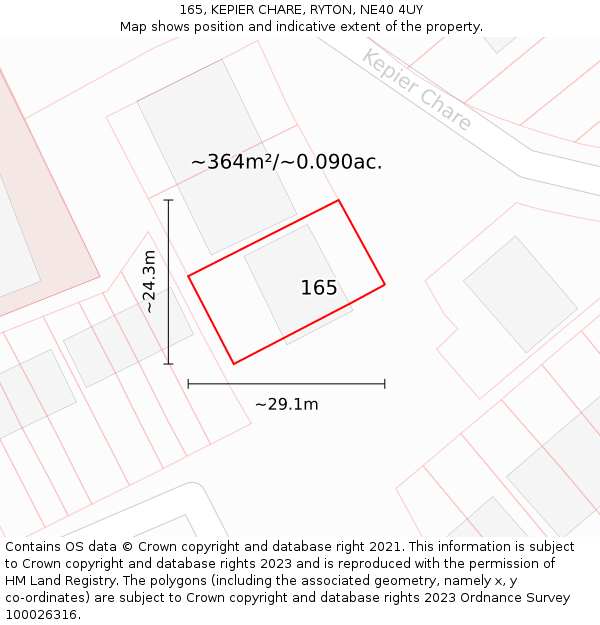 165, KEPIER CHARE, RYTON, NE40 4UY: Plot and title map