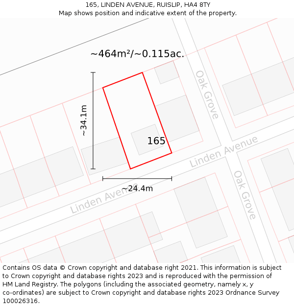 165, LINDEN AVENUE, RUISLIP, HA4 8TY: Plot and title map