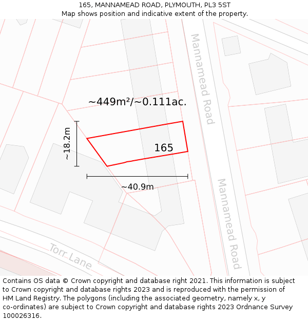 165, MANNAMEAD ROAD, PLYMOUTH, PL3 5ST: Plot and title map