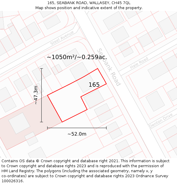 165, SEABANK ROAD, WALLASEY, CH45 7QL: Plot and title map