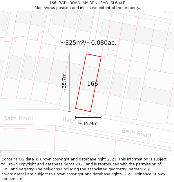 166, BATH ROAD, MAIDENHEAD, SL6 4LB: Plot and title map