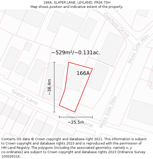 166A, SLATER LANE, LEYLAND, PR26 7SH: Plot and title map