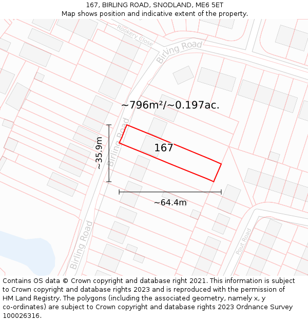 167, BIRLING ROAD, SNODLAND, ME6 5ET: Plot and title map
