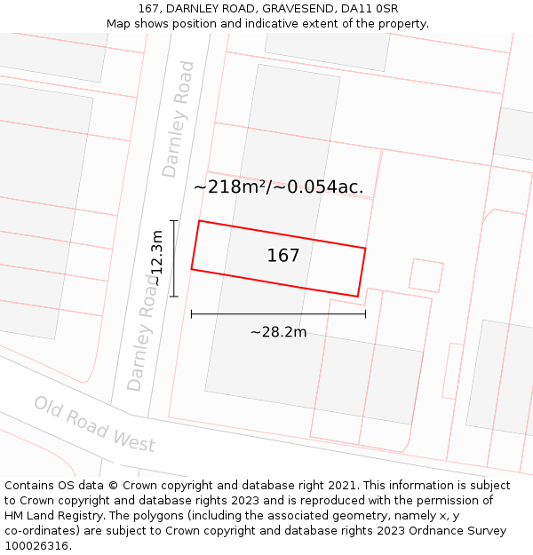 167, DARNLEY ROAD, GRAVESEND, DA11 0SR: Plot and title map