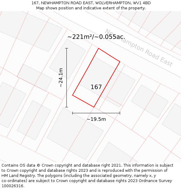 167, NEWHAMPTON ROAD EAST, WOLVERHAMPTON, WV1 4BD: Plot and title map