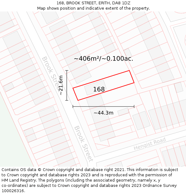 168, BROOK STREET, ERITH, DA8 1DZ: Plot and title map