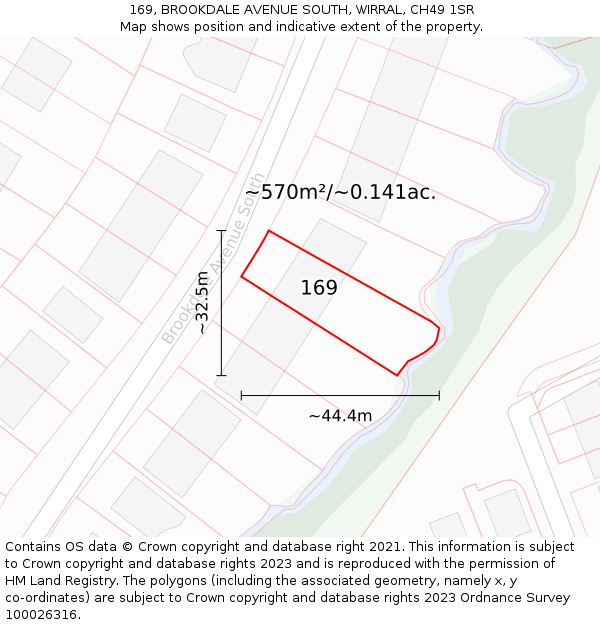 169, BROOKDALE AVENUE SOUTH, WIRRAL, CH49 1SR: Plot and title map