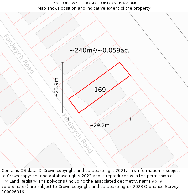 169, FORDWYCH ROAD, LONDON, NW2 3NG: Plot and title map