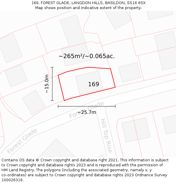 169, FOREST GLADE, LANGDON HILLS, BASILDON, SS16 6SX: Plot and title map