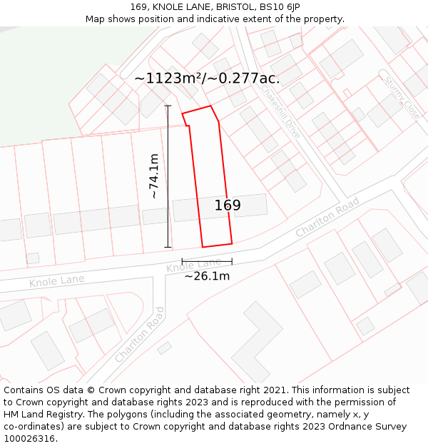 169, KNOLE LANE, BRISTOL, BS10 6JP: Plot and title map