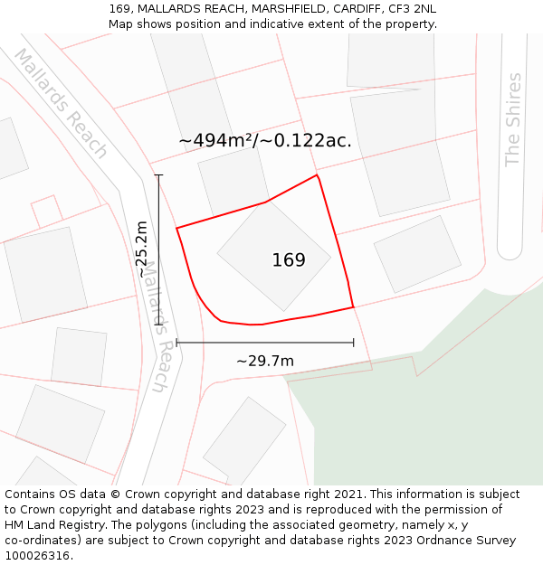 169, MALLARDS REACH, MARSHFIELD, CARDIFF, CF3 2NL: Plot and title map