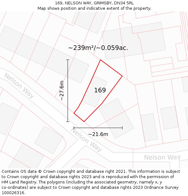 169, NELSON WAY, GRIMSBY, DN34 5RL: Plot and title map