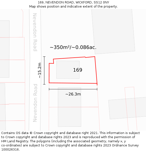 169, NEVENDON ROAD, WICKFORD, SS12 0NY: Plot and title map