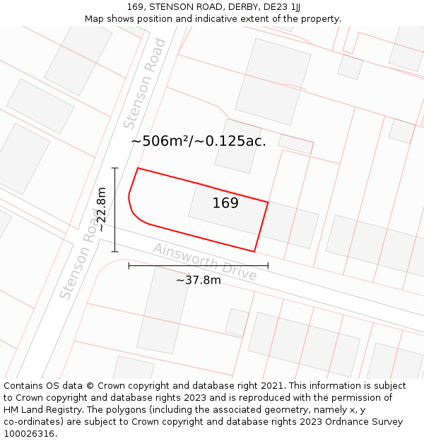 169, STENSON ROAD, DERBY, DE23 1JJ: Plot and title map