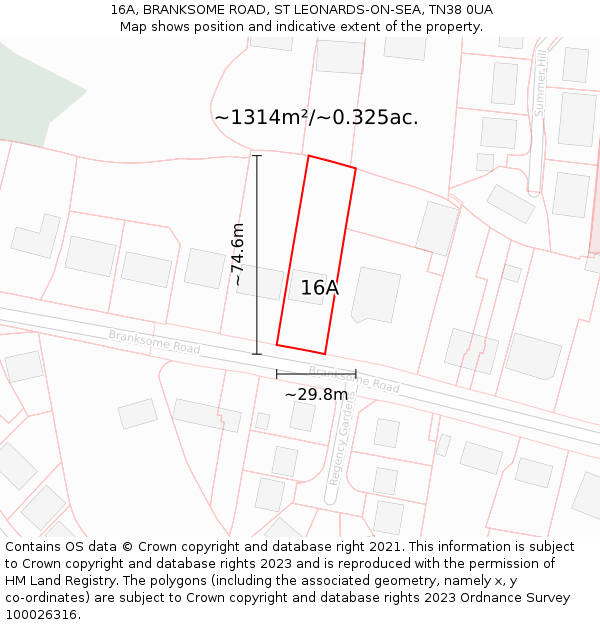 16A, BRANKSOME ROAD, ST LEONARDS-ON-SEA, TN38 0UA: Plot and title map