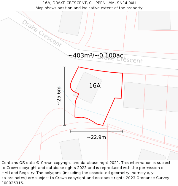 16A, DRAKE CRESCENT, CHIPPENHAM, SN14 0XH: Plot and title map