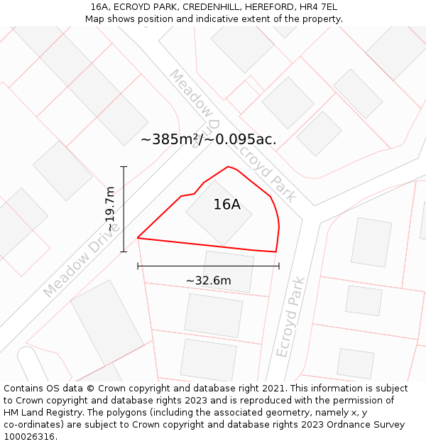 16A, ECROYD PARK, CREDENHILL, HEREFORD, HR4 7EL: Plot and title map