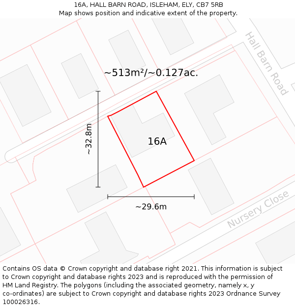 16A, HALL BARN ROAD, ISLEHAM, ELY, CB7 5RB: Plot and title map