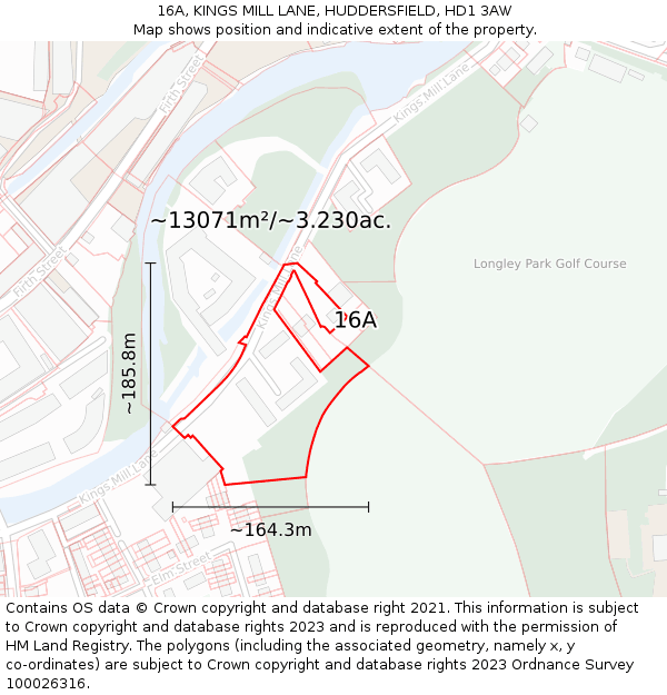16A, KINGS MILL LANE, HUDDERSFIELD, HD1 3AW: Plot and title map