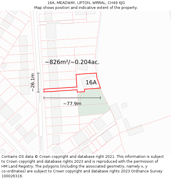 16A, MEADWAY, UPTON, WIRRAL, CH49 6JG: Plot and title map