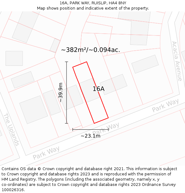 16A, PARK WAY, RUISLIP, HA4 8NY: Plot and title map