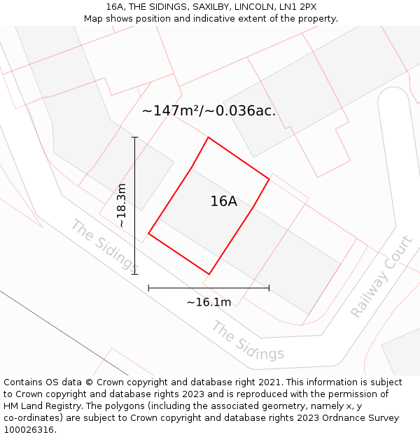 16A, THE SIDINGS, SAXILBY, LINCOLN, LN1 2PX: Plot and title map