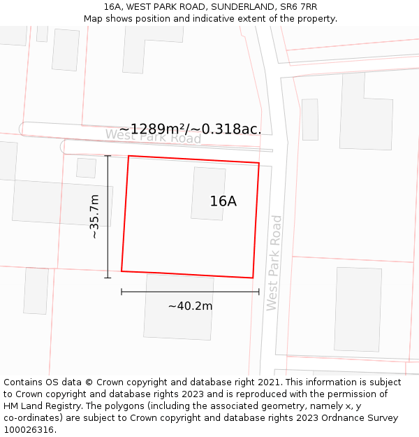 16A, WEST PARK ROAD, SUNDERLAND, SR6 7RR: Plot and title map