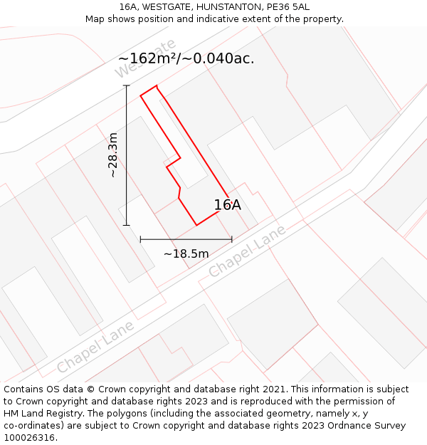 16A, WESTGATE, HUNSTANTON, PE36 5AL: Plot and title map