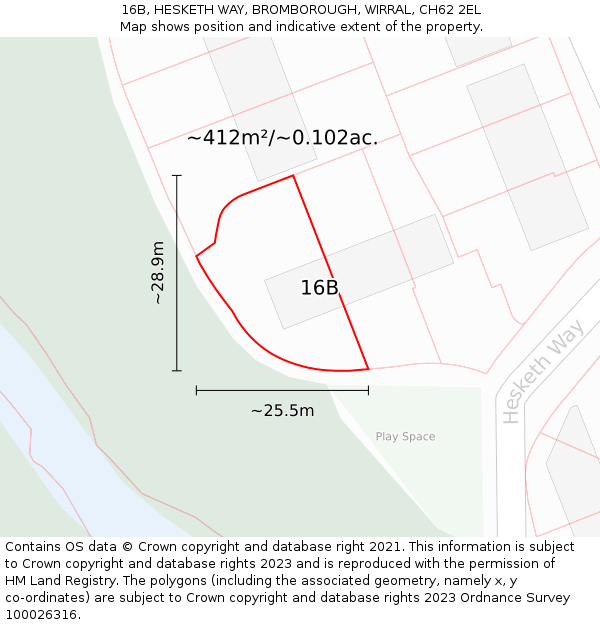 16B, HESKETH WAY, BROMBOROUGH, WIRRAL, CH62 2EL: Plot and title map