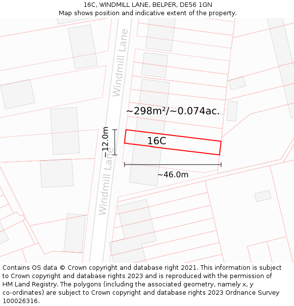 16C, WINDMILL LANE, BELPER, DE56 1GN: Plot and title map