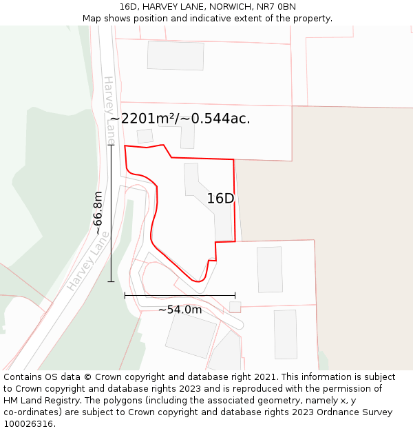 16D, HARVEY LANE, NORWICH, NR7 0BN: Plot and title map