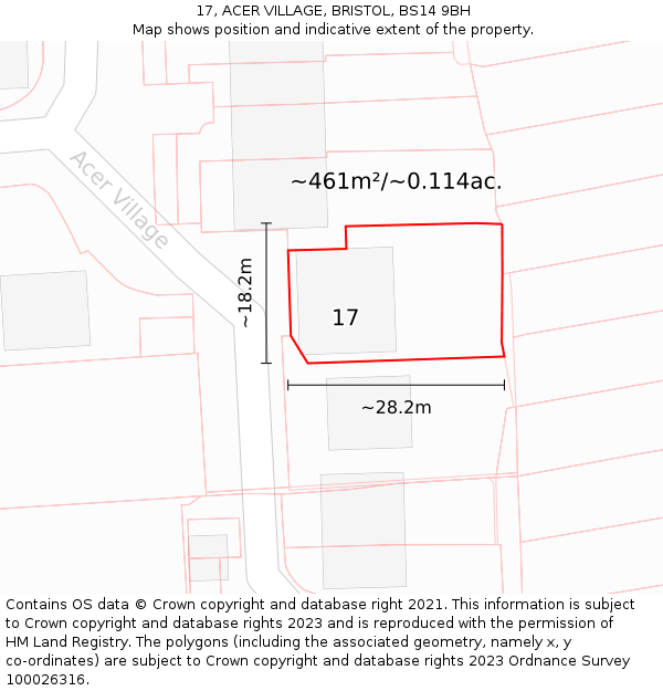 17, ACER VILLAGE, BRISTOL, BS14 9BH: Plot and title map