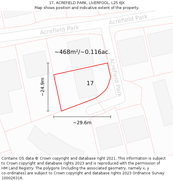 17, ACREFIELD PARK, LIVERPOOL, L25 6JX: Plot and title map