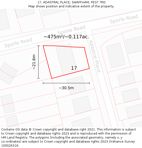 17, ADASTRAL PLACE, SWAFFHAM, PE37 7RG: Plot and title map