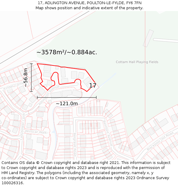 17, ADLINGTON AVENUE, POULTON-LE-FYLDE, FY6 7FN: Plot and title map