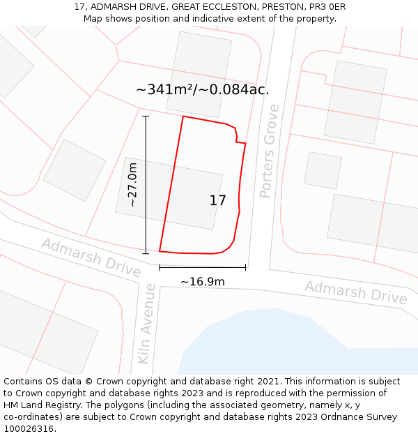 17, ADMARSH DRIVE, GREAT ECCLESTON, PRESTON, PR3 0ER: Plot and title map