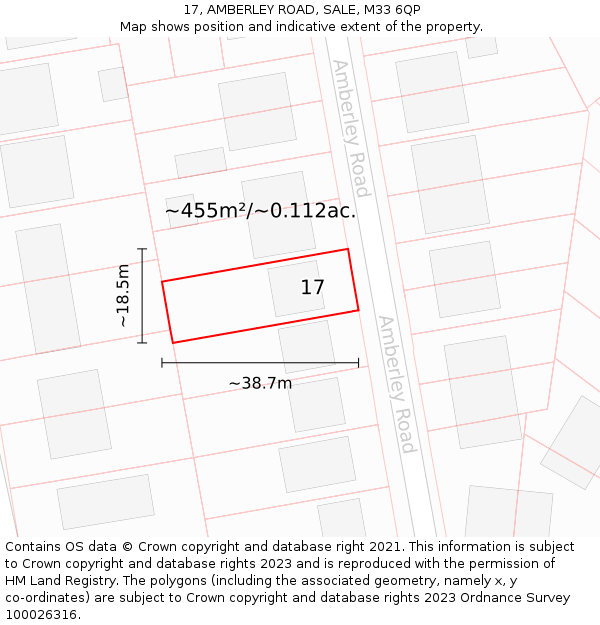 17, AMBERLEY ROAD, SALE, M33 6QP: Plot and title map